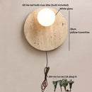 Ljojo LED Indoor Wall Sconce Yellow Travertine Glass Ball Luxury Bedroom Lamp