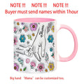 3D Effect Flowers Cup Holding Hands Personalized Name Mug for Children, Mother's Day Gift