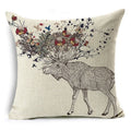 Ljojo Linen Cushion Cover 45x45cm, Flower & Animal Design for Sofa & Bed