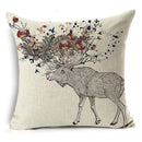 Ljojo Linen Cushion Cover 45x45cm, Flower & Animal Design for Sofa & Bed