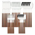 Ljojo 30Pcs Stainless Steel Cutlery Set with Imitation Wood Handle