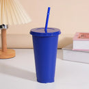 Ljojo 24oz Solid Color Reusable Cold Cup with Lid and Straw