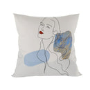 Abstract Line Drawing Girls Print Cushion Cover 45x45cm by Ljojo
