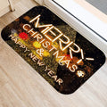 Ljojo Merry & Happy Year Door Mat: Golden Black Letter Print, Non-Slip Floor
