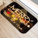 Ljojo Merry & Happy Year Door Mat: Golden Black Letter Print, Non-Slip Floor