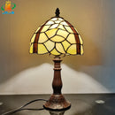 8 Inch Beige Glass Table Lamp Tiffany Style Elegant Bedroom Night Light Ljojo