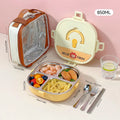Ljojo 304 Stainless Steel Divided Lunch Box with Cutlery & Leakproof Design