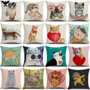 Funny Cats Print Pillow Case for Home Decor by Ljojo: 45x45cm Linen Cover