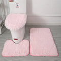 Ljojo 3 Piece White Bathroom Rugs Sets Non-Slip Bath Mats Lid Cover Contour Mat