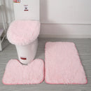 Ljojo 3 Piece White Bathroom Rugs Sets Non-Slip Bath Mats Lid Cover Contour Mat