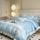 Ljojo Luxury Tencel Embroidered Plant Flower Bedding Set
