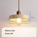 Ljojo Yellow Travertine Pendant Light Stone Wood Hanging Lamp for Kitchen Island Restaurant Decor
