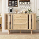Ljojo™ Fluted Wooden Sideboard Buffet with Drawers and Shelves