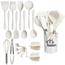 Ljojo 18Pcs Silicone Kitchen Utensils Set - Pink Non-Stick Cooking Tools