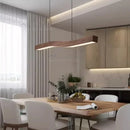 Retro Camur Linear Pendant Light | Walnut Wood Grain Hanging Lamp by Ljojo