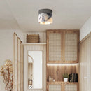 Cylinder Natural Stone LED Ceiling Lamp Small Sconce - Modern Black Metal - Ljojo