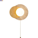 Ljojo LED Wall Light White Glass Wood Yellow Travertine Japan Style