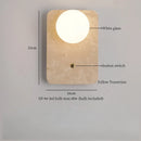 Ljojo Mid Century Modern LED Wall Lights Adjustable Switch Yellow Travertine Bedroom Lamps