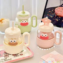 Kawaii Glass Cup with Lid and Straw by Ljojo: Large Aesthetic Drink Bottle