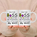 Funny Ceramic White Coffee Mug Set for Boss, Perfect Birthday & Christmas Gifts, by Ljojo.