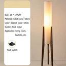 LED Retro Solid Wood Floor Lamp White Fabric Shade Home Decor Bedroom Living Room Dining Elegance by Ljojo