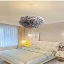 Gray Feather Bedside Lamp for Ljojo Nordic Minimalist Girl's Bedroom