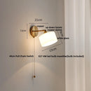 Ljojo LED Wall Sconce with Pull Chain Switch White Glass Stair Light