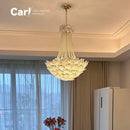 Ljojo Glass Petal Designer Pendant Light | Elegant French Style Bedroom Ceiling Fixture