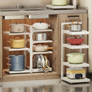 Adjustable Pot Holder with Storage Shelf for Pots, Lids, Pans, and Seasoning Bottles by Ljojo™