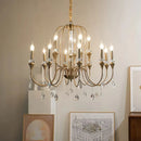 Copper Crystal Chandelier Retro Luxury Style Gold Candle Lamp Pendant Light for Living Room by Ljojo