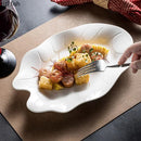 Ljojo Lotus Leaf Fish Plate Ceramic Creative Serving Dish Restaurant Tableware