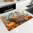 Ljojo Maple Leaf Absorbent Draining Mat - Quick Dry Kitchen & Bathroom Drain Pad