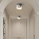 Cylinder Natural Stone LED Ceiling Lamp Small Sconce - Modern Black Metal - Ljojo