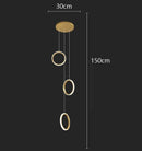 Ljojo LED Ring Pendant Chandelier | Adjustable Hanging Cables | Gold/Black | Home Dining Living Room