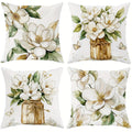 Ljojo Magnolia Butterfly Glass Jar Throw Pillow Covers - Rustic Floral Decor