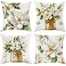 Ljojo Magnolia Butterfly Glass Jar Throw Pillow Covers - Rustic Floral Decor
