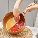 Ljojo 24cm Gold Snow Saucepan Non-stick Frying Pan wok Wood Handle Kitchen Cookware