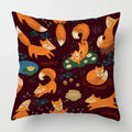 Ljojo Linen Fox Sofa Cushion Cover 50x50 Square Home Décor Pillowcase