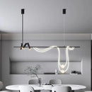 Ljojo Long Hose Black Led Chandelier | Modern Dining Table Lighting Fixture