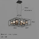 Art Deco Gray Glass Chandelier Black Metal Pendant Lamp For Hotel Hall by Ljojo