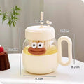 Kawaii Glass Cup with Lid and Straw by Ljojo: Large Aesthetic Drink Bottle