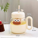 Kawaii Glass Cup with Lid and Straw by Ljojo: Large Aesthetic Drink Bottle
