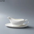Ljojo 160ml Ceramic Gravy Boat Set in Pure White for Steak Sauce and Specialty Dishes