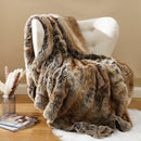 Ljojo Luxury Faux Fur Plaid Throw Blanket - Soft & Cozy Winter Sofa Cover