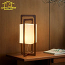 Japanese Wabi-sabi Walnut Wood Zen Table Lamp LED E27 Fabric Lampshade Modern Minimalist Ljojo