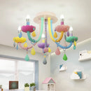 Ljojo Macaron Ceiling Light: Princess Room LED Chandelier for Children's Decor