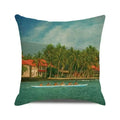 Blue Tropical Cushion Cover by Ljojo: Relaxing Beach Scene Decor for Sofa, Bedroom, Car