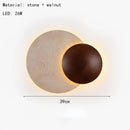 Art Deco LED Wall Lamp by Ljojo in Natural Stone Dark Wood, Dimmable for Indoor Spaces