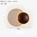 Art Deco LED Wall Lamp Natural Stone Dark Wood Dimmable Indoor Sconce by Ljojo
