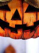 Halloween Pumpkin Ghost Hanging Ornament with Haunted House, Burlap Bow Design